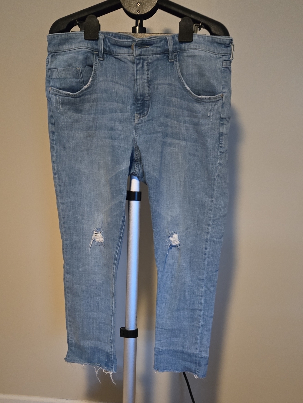 Pilcro and the Letterpress Light Blue Distressed Cropped Jeans